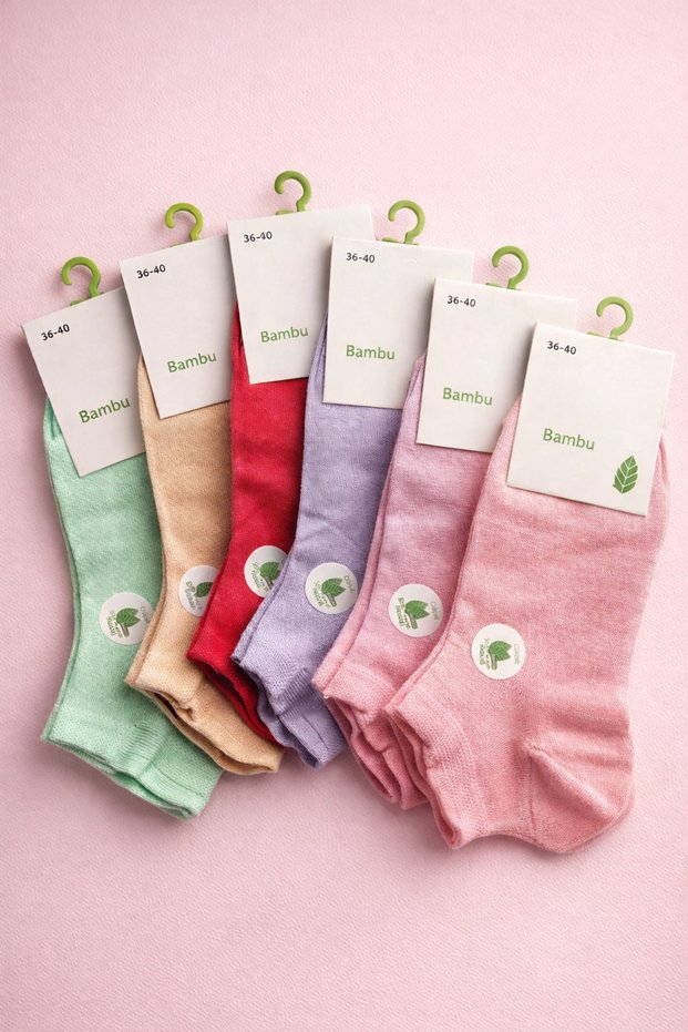 6 Pieces of Women's Colorful Bamboo Socks