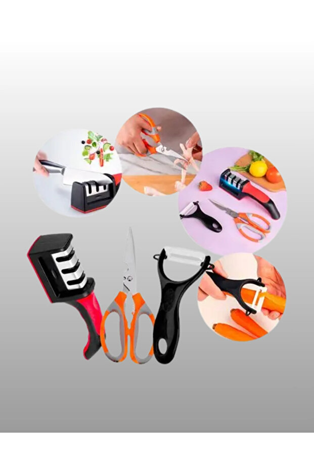 ieg ™   مجموعة مقصات المطبخ متعددة الوظائف - تتضمن 3 مقصات ومبراة ومقشرة - 2