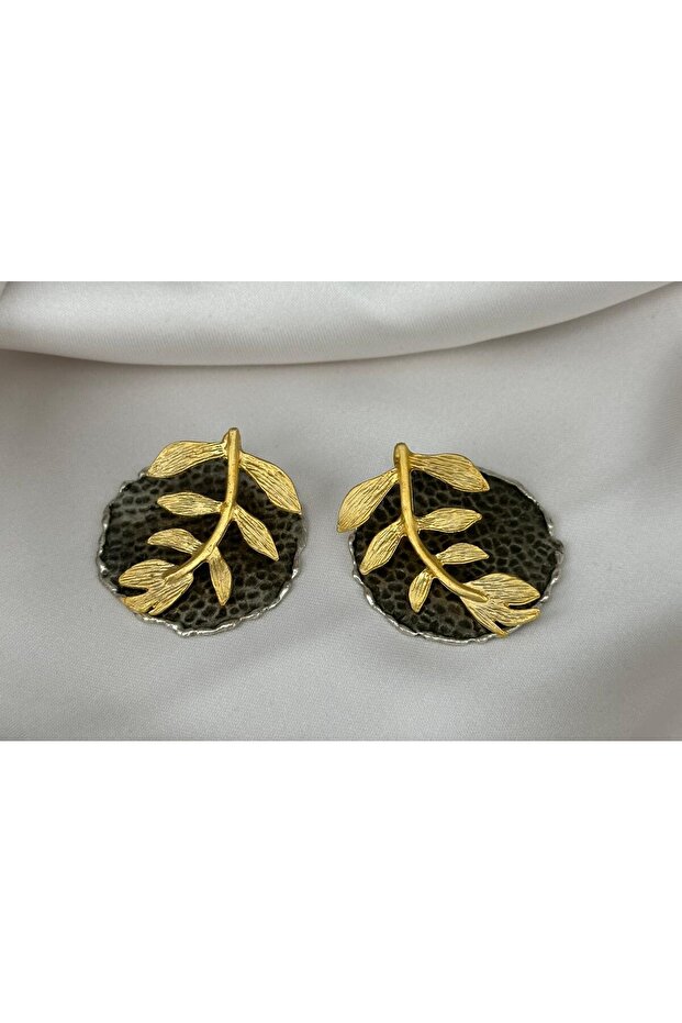 Steel Earrings with Mountain Flower Detail