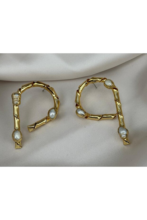 Steel Pearl Detailed Vip Earring