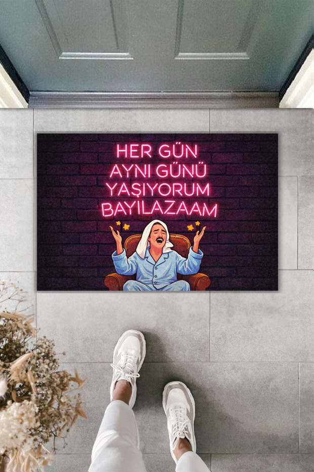Modern Digital Print Doormat - Humorous I Live the Same Day Every Day Themed - Front Door Mat