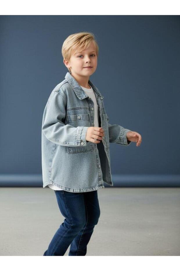 سترة جينز للأولاد مع جيوب - 4