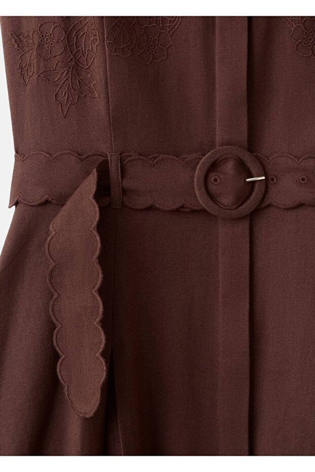 İşlemeli gömlek elbise - 7