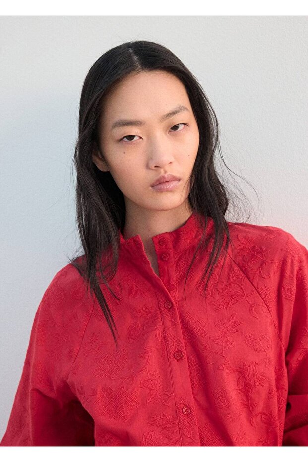 İşlemeli gömlek elbise - 6