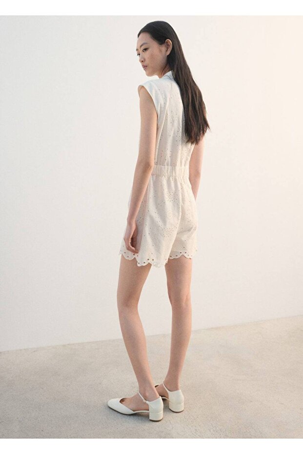 Dantel işlemeli kısa tulum - 4