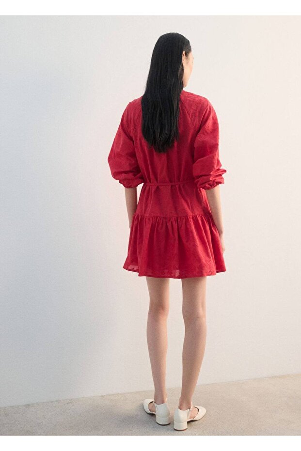 İşlemeli gömlek elbise - 4