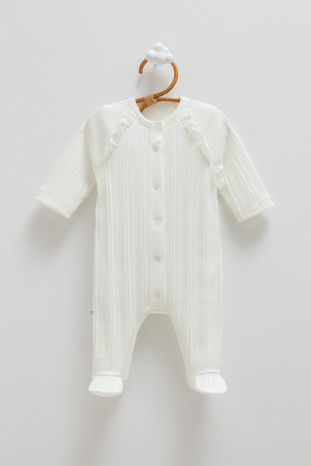 Baby Girl Romper 100% Cotton with Floral Embroidery and Booties