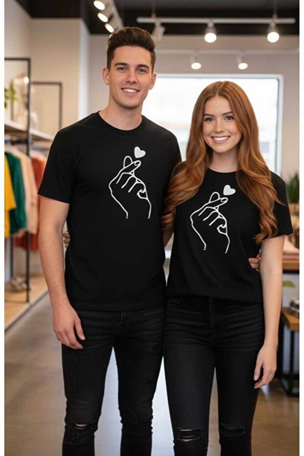 Unisex Couple Combination Valentine's Day Gift 2-Pack Oversized Black T-Shirts