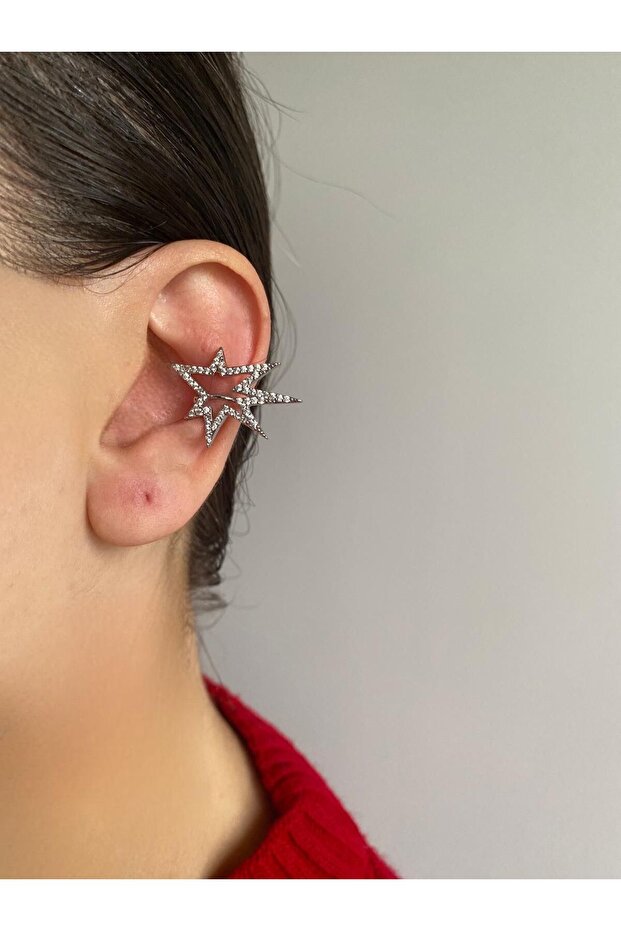 Lightning Star Silver Earcuff Earring