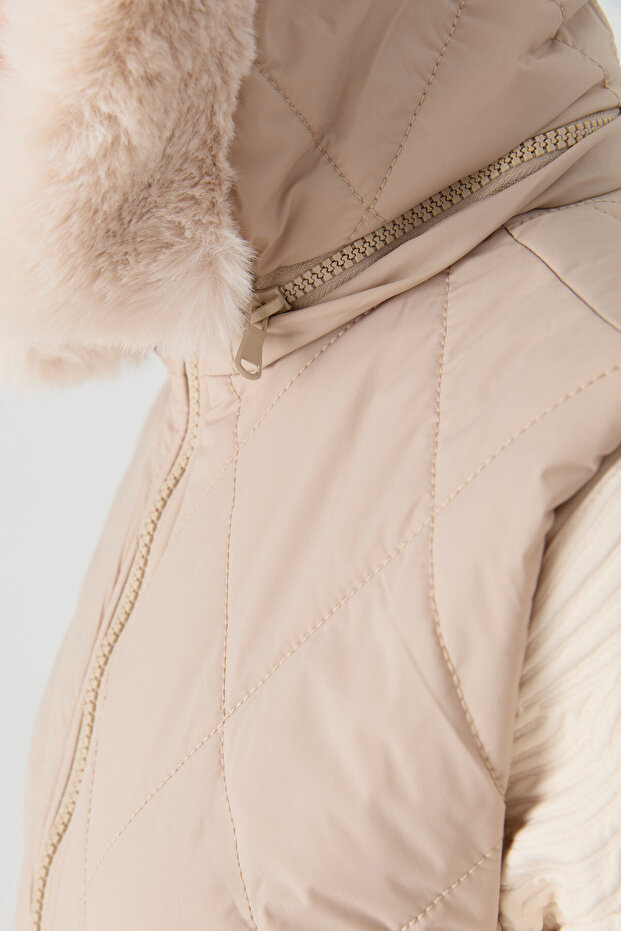 Kapitone Yelek - Vizon - 4