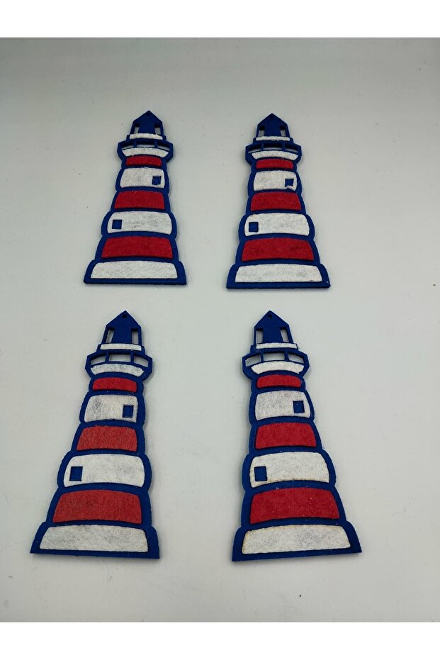 4 Pieces Felt Motif Lighthouse, 10X5 cm Felt Ornament, Felt Emblem, Decoration