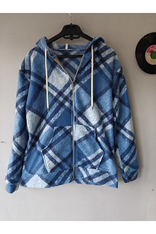 Unisex Fleece Patterned Welsoft Cardigan with Zippered Pockets