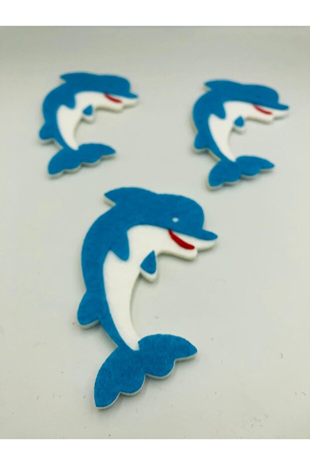 3 Pieces Felt Motif Dolphin, 7 cm Fish Felt Ornament, Felt Embroidery, Decoration