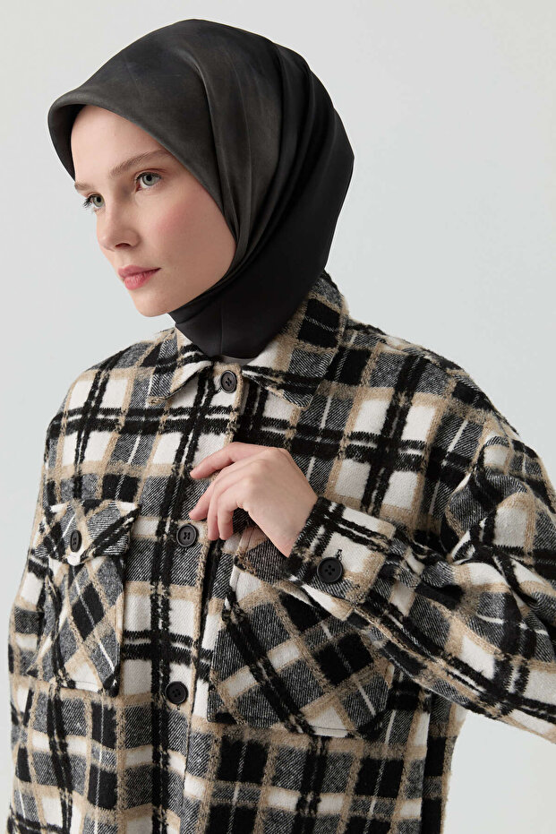 Oversize Oduncu Gömlek - Siyah - 4