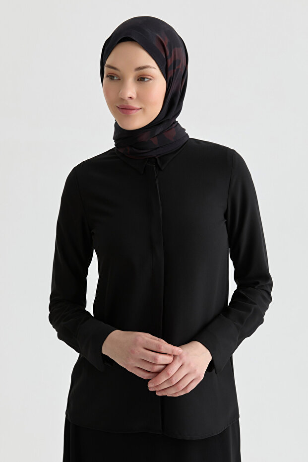 Gizli Patlı Basic Gömlek - Siyah - 1