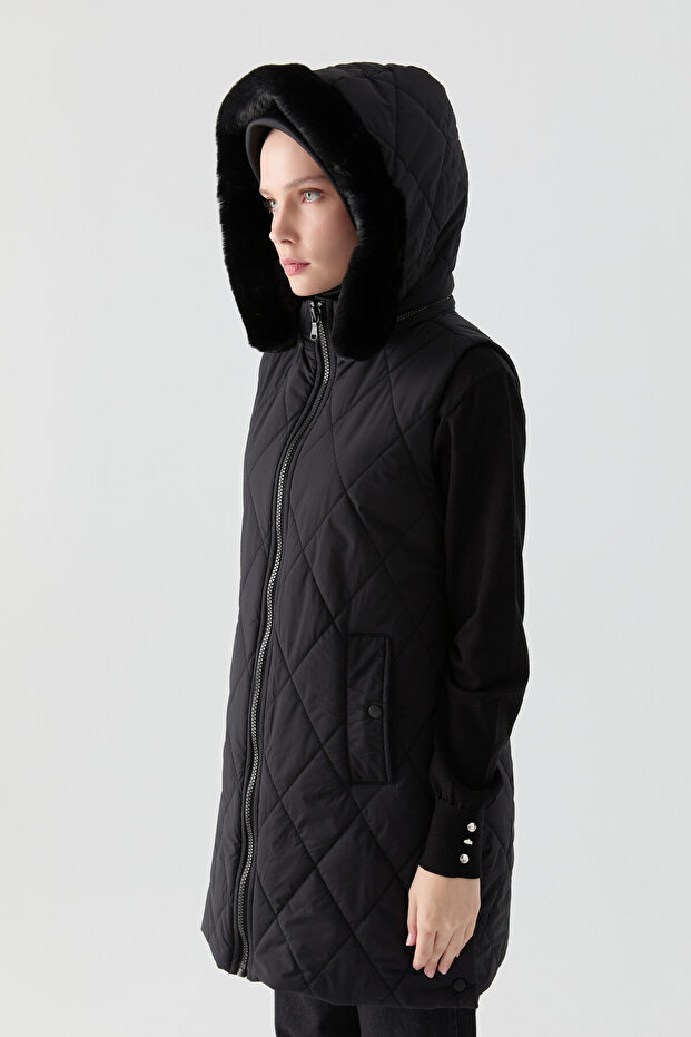 Kapitone Yelek - Siyah - 3