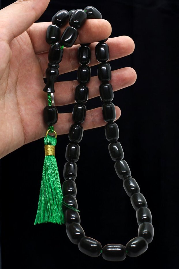 Certified 33-Piece Large Size Efe Boy Maskot Shakşak Fire Amber Prayer Beads