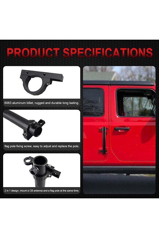 Tailgate Hinge Mount Flagpole Holder - 5