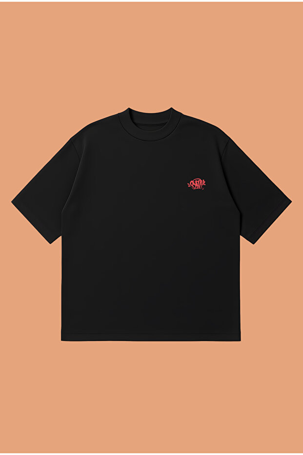Synaworld Red Boxy Fit Oversized Unisex 100% Cotton Pack Tshirt – Printed T-Shirt | Streetwear