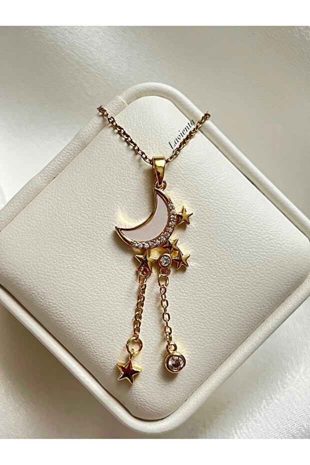 Gold Ay Model Hanging Steel Necklace