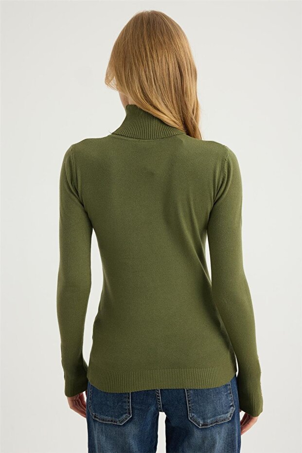 Balıkçı Yaka Perçinli Triko - 5