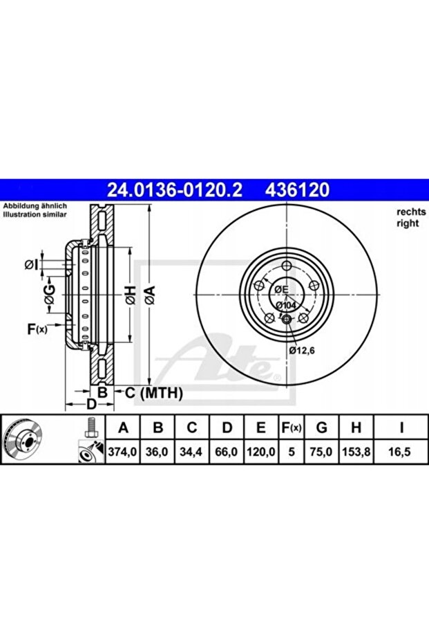 Спирачен диск 24.0136-0120.2 - 2