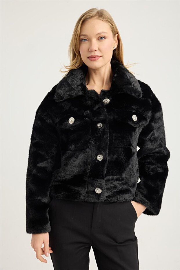 Geacă scurtă de pluș - 1