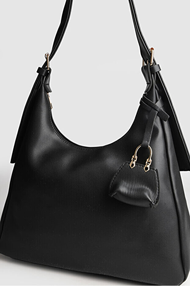 Navo Women's Mini Charm Detailed Medium Size Hand and Shoulder Bag Brown