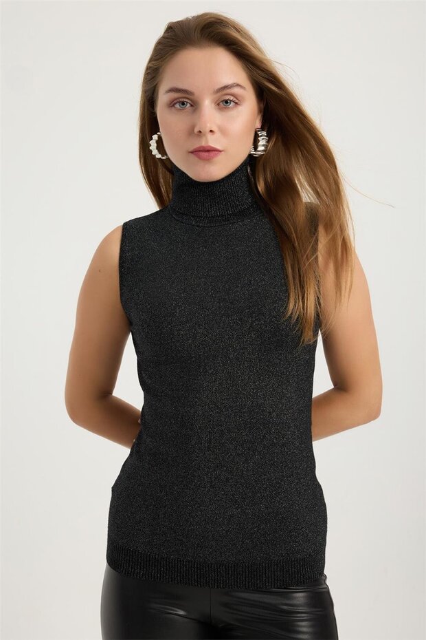 Simli Balıkçı Yaka Triko - 1