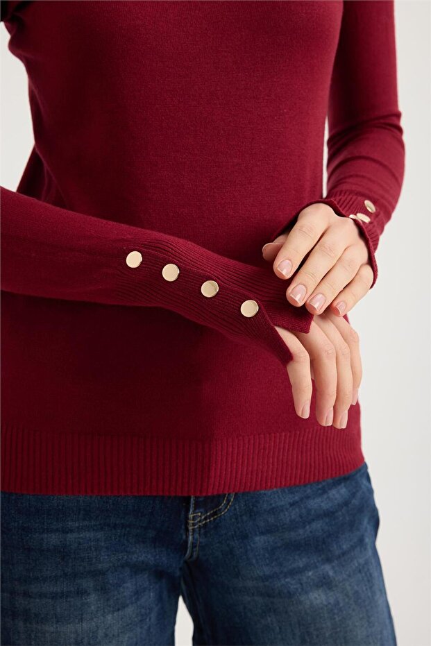 Balıkçı Yaka Perçinli Triko - 4