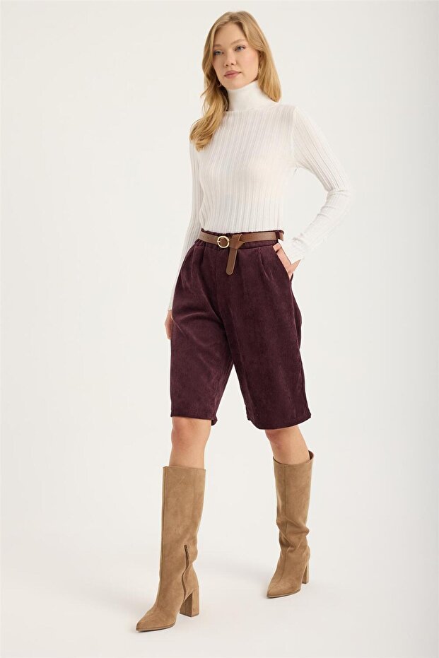 Fitilli Kadife Şort - 2