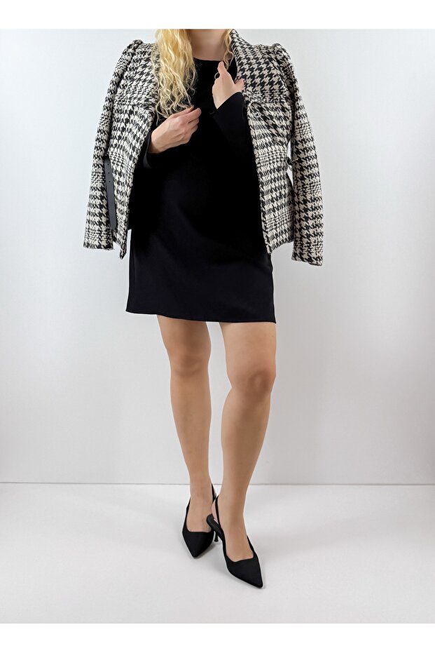 معطف بحزام بنمط عظم الديك الرومي - 3