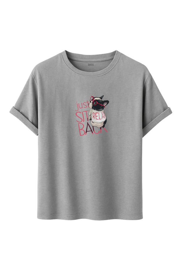 Unisex Just Sit Back Relax Bulldog Printed 100% Cotton Design T-Shirt