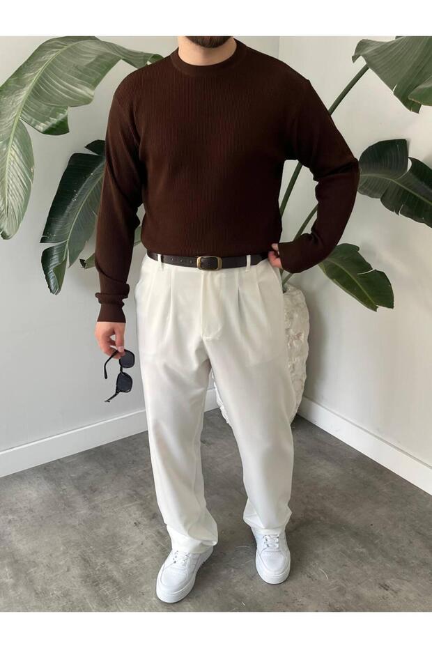 سترة رجالية بياقة دائرية أساسية ذات نسيج رفيع - 2