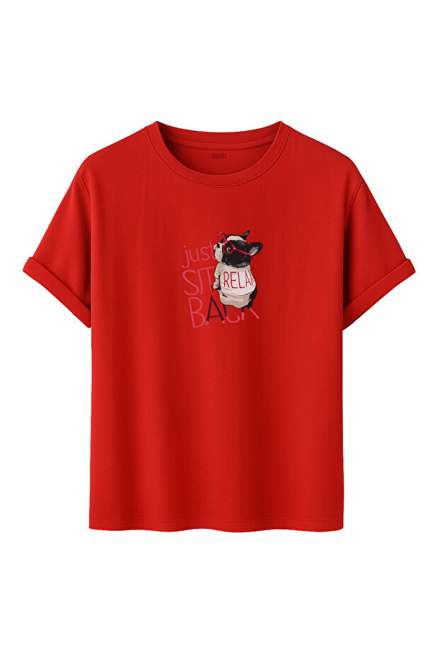 Unisex Just Sit Back Relax Bulldog Printed 100% Cotton Design T-Shirt