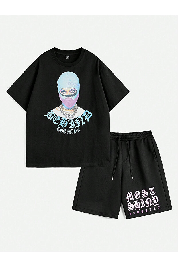 Unisex Streetez the Mask Printed Special Design Oversized Tshirt and Shorts Bottom-Top Set