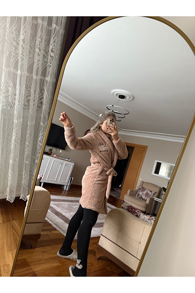 رداء نوم ناعم من القطيفة مع حزام - 3