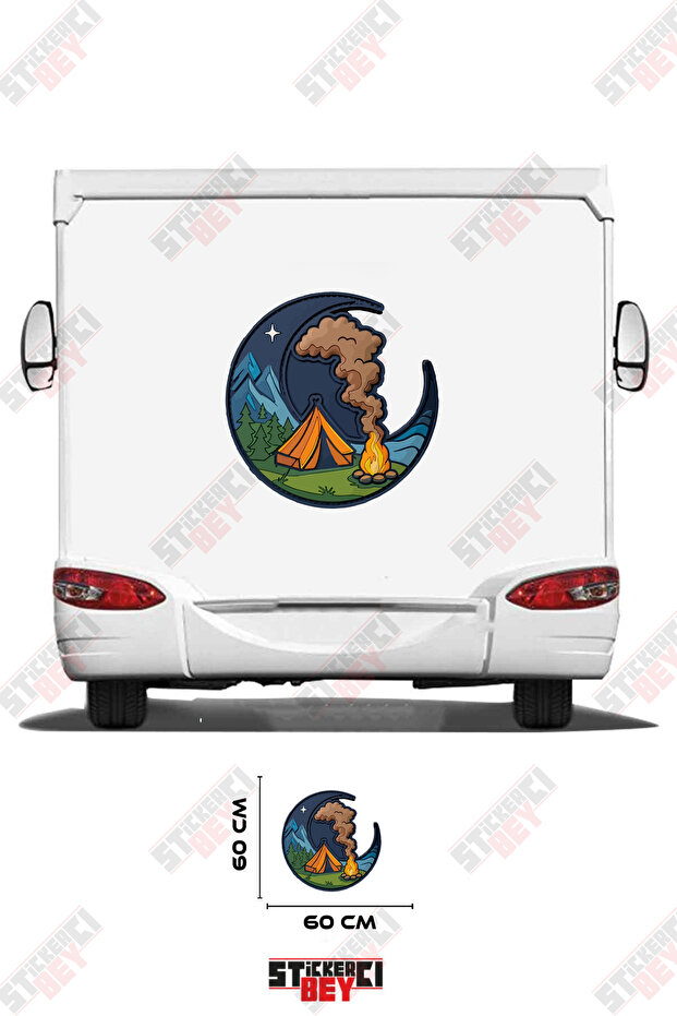Camps and Tents Patterned Moon Visual Caravan Sticker Coating