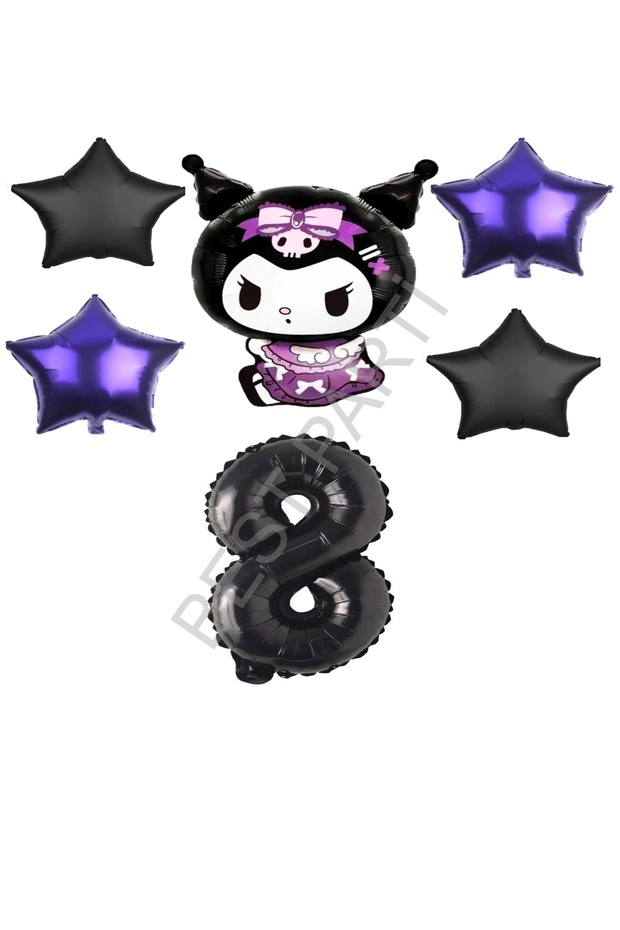 Best Kuromi Rakam Purple-Black Star Foil Balloon Set Age-8