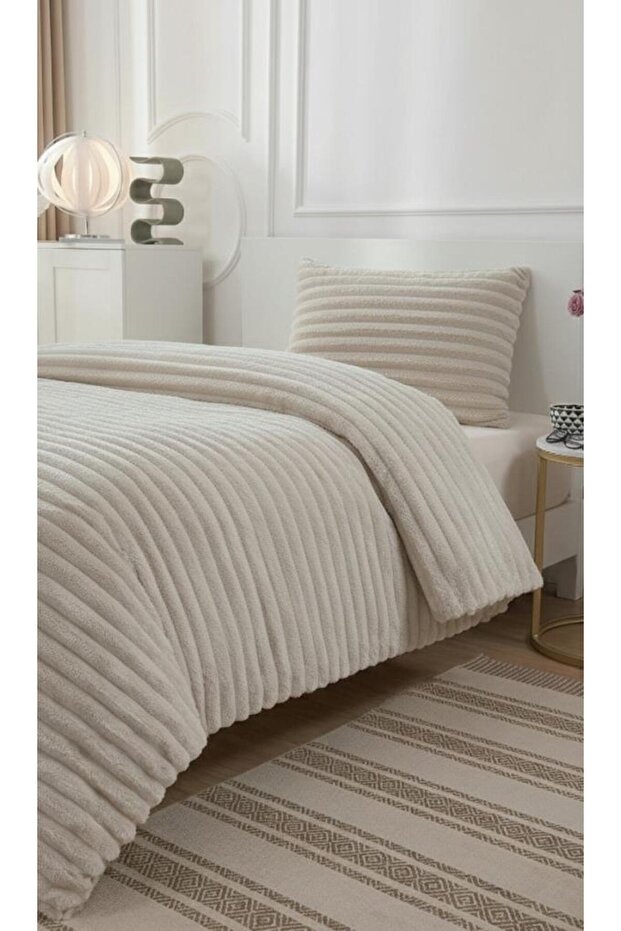 غطاء سرير فردي ناعم 180×240 كريمي اللون