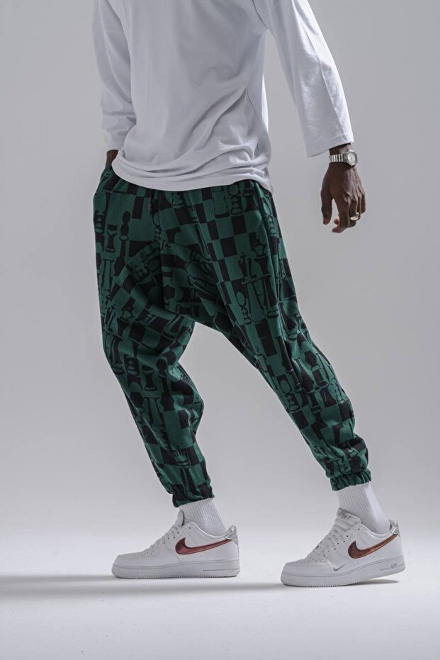 بنطلون شالوار منقوش بخصر مطاطي - 1