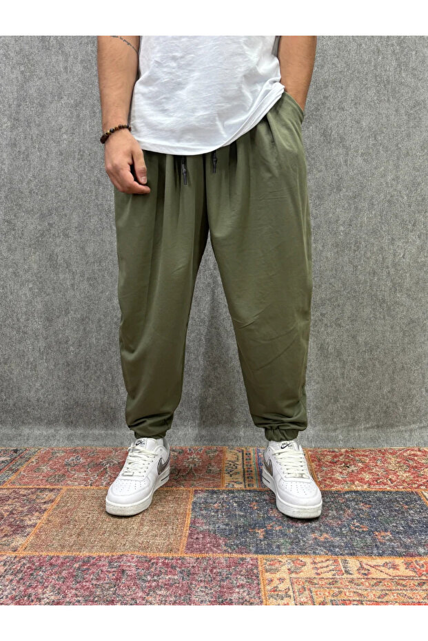 Elastic Waist Pleated Khaki Half-Shalwar