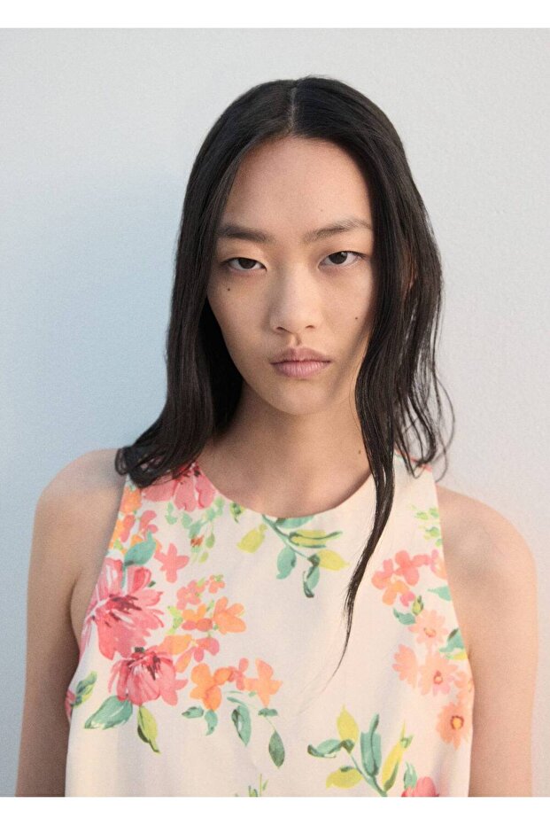 Desenli cropped bluz - 1