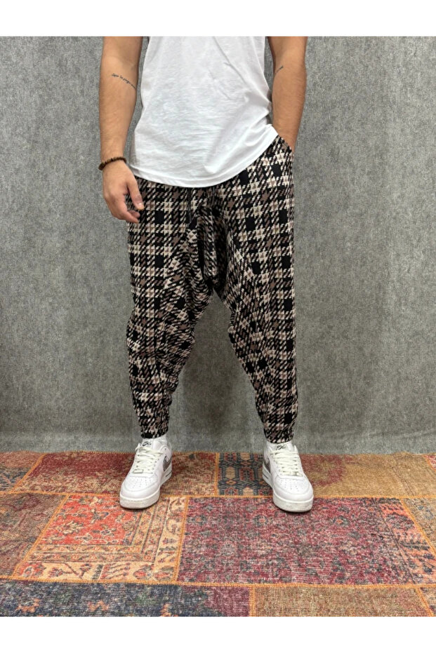 بنطلون شالوار منقوش بخصر مطاطي - 1