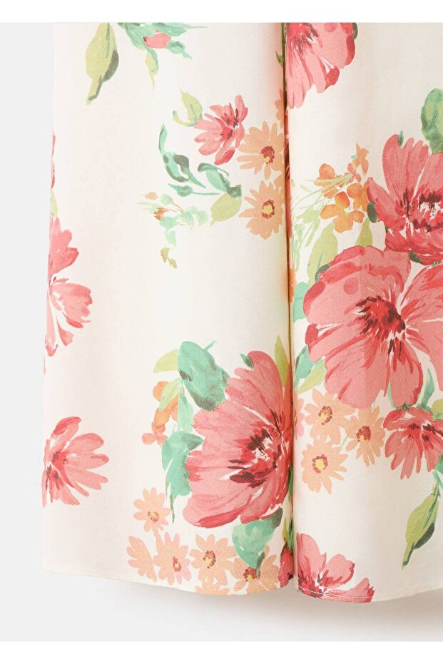 Çiçek desenli evaze elbise - 6
