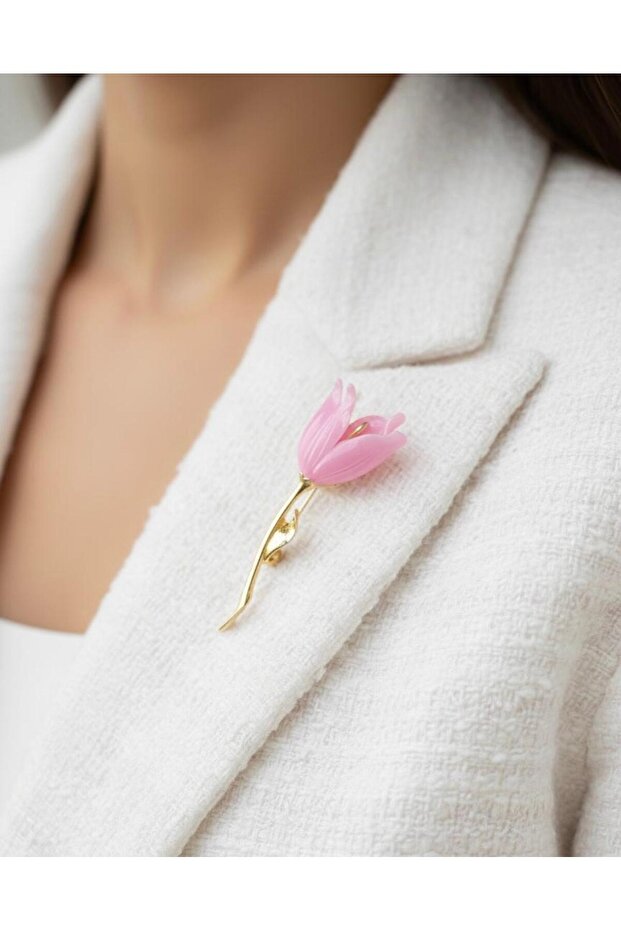 Pembe Lale Broş - 1