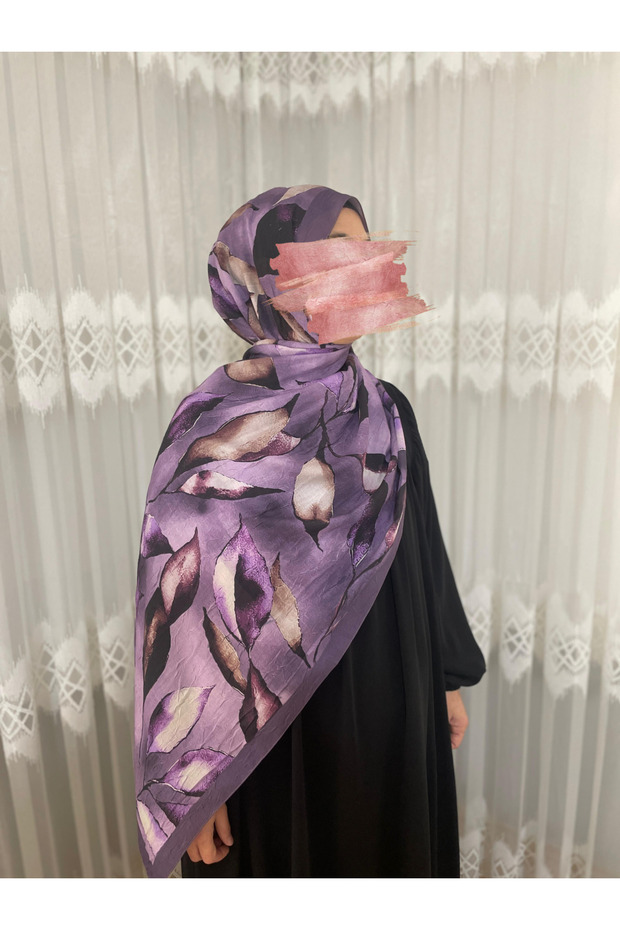 Desenli Bambu Kraş Şal-mor - 2