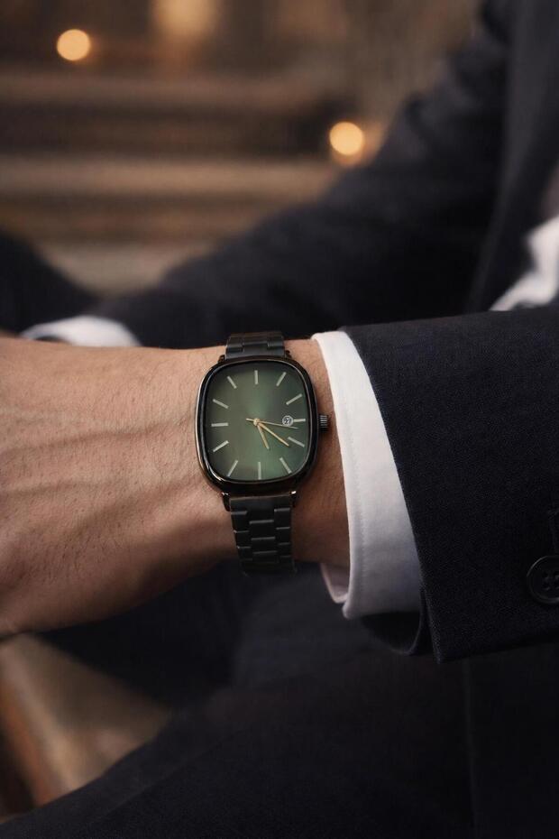 Steel Band Men's Wristwatch with Calendar
