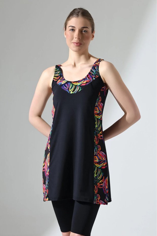 Women's Tights and Dress Stretch Fabric Swimsuit with Attached Chest Pad, Beachwear