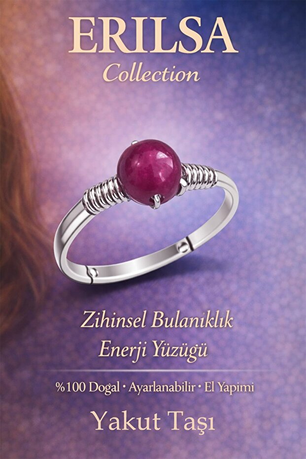 خاتم الطاقة العقلية المعتمد - حجر الياقوت، علبة رفيعة قابلة للتعديل، برج الحمل، الأسد، العقرب - 1